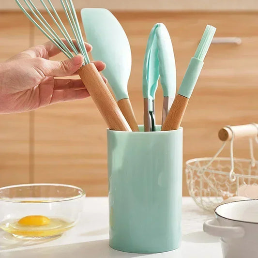 12-Piece Silicone Kitchen Utensil Set – Non-Stick Cooking Tools with Measuring Spoons